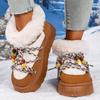 Bohemian Lace Up String Bead Snow Boots Women Winter Soft Faux Fur Warm Ankle Boots Woman Plus Size36-43 Platform Botas Mujer