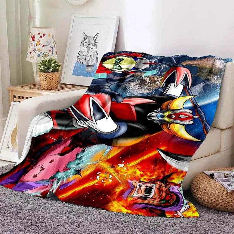 G-Goldorak Pattern Print Flannel Blanket,for Couch, Bed, Sofa, Office-Soft and Soothing Printing Blanket For All Season