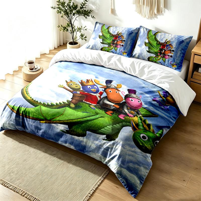 Backyardigans 3pc Duvet Cover Set Simple Modern Bedding Set Wrinkle Resistant Soft Fabric All Season Use a perfect gift