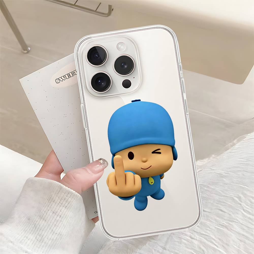 Cute P-POCOYO Phone Case For Iphone17 16 15 11 13 14 Pro Max 7 8 Plus X Xr Xs Max Se2020 12mini Transparent Cov