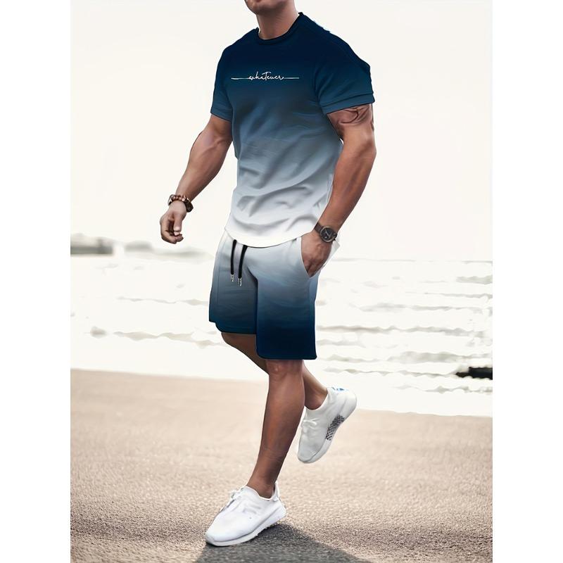 Summer Men's Fashion Street T-shirt and Shorts 3D Set Short Sleeve Men's Print Top Sports