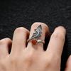 Adjustable Open Ring With Natural Red Agate Leaf Motif Minimalist Round Design Unisex Vintage Jewelry