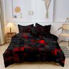 Modern Duvet Cover Set 1*Duvet Cover+2*Pillowcases Red Grid 3D Print Bedding Set Soft Comfortable Duvet Cover For Bedroom