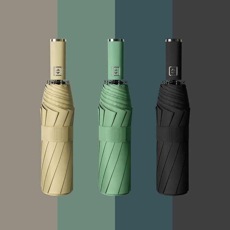 Ветрозащитный автоматический складной зонт с 10 спицами и черным клеем - Защита от солнца и затенение