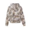 Mens Oversized Hooded Zip-Up Sweatshirt With Leopard Print Streetwear Style