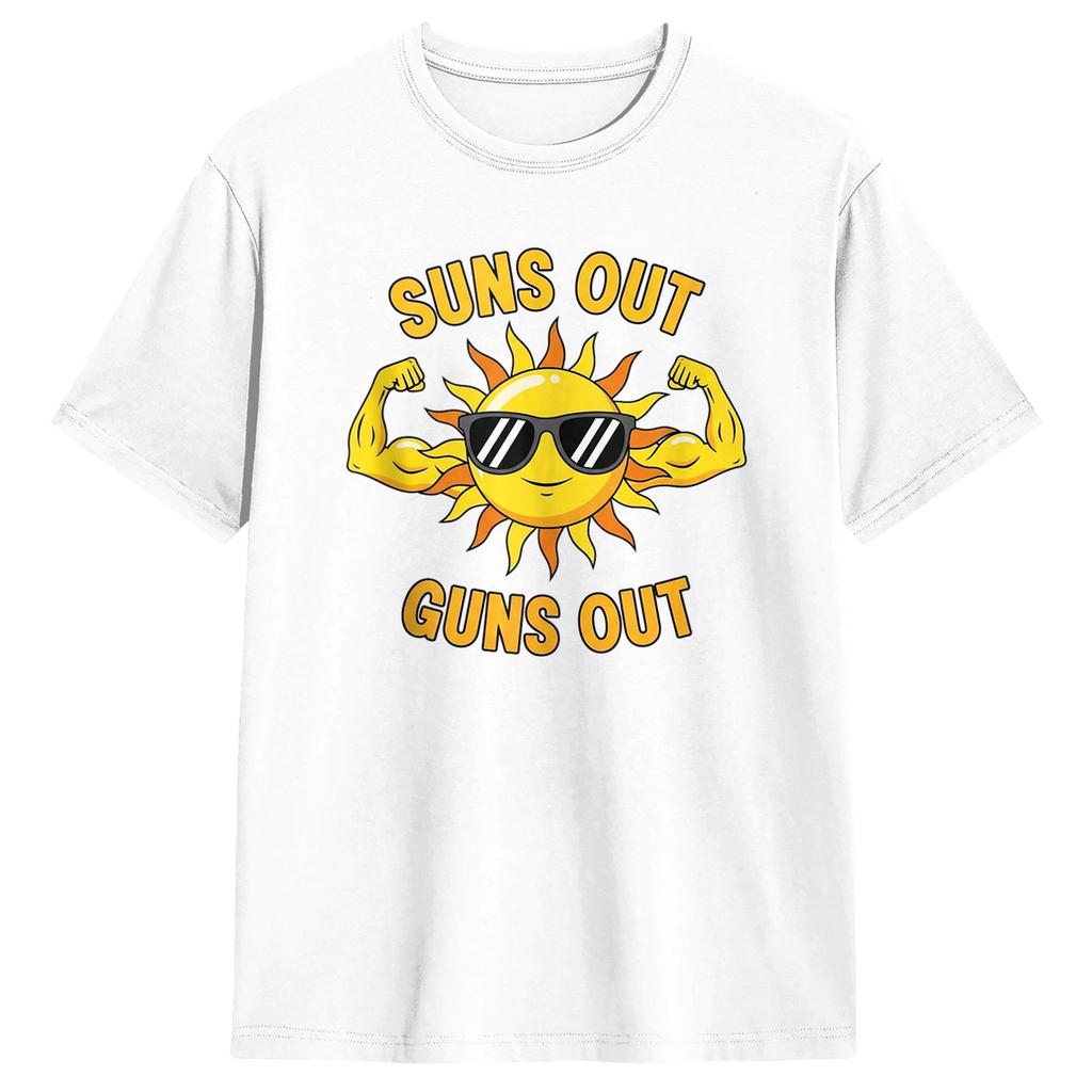 Suns Out Guns Out Gym 100 Cotton T Shirt For Unisex Beach Funny TShirts O Neck Hip Hop Tees Big Size Design Clothes