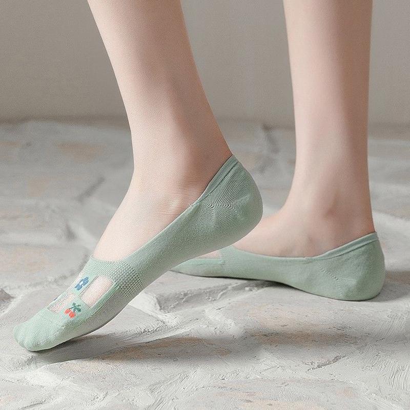 Women Mesh Flower Socks Silicone Anti-slip Invisible No Show Socks Summer Ultra-thin Breathable Sock Low Cut Boat Socks