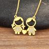 Nidin Hot Sale Family Love Mom Dad Son Daughter Necklace Girl Boy Heart Pendant Cubic Zirconia Couples Jewelry Gift Wholesale