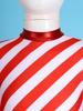 Kids Girls Candy Cane Striped Christmas Costume Long Sleeve Bow-knot Long Bodysuit Dance Jumpsuit Costume Dancewear