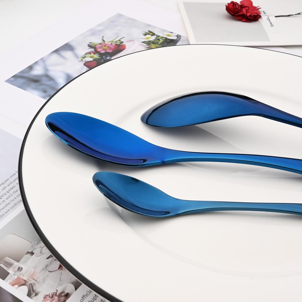 1 шт., зеркальная посуда, синий столовый прибор из нержавеющей стали 304, вилка, нож, ложка, десертные вилки, набор столовых приборов, посуда для вечеринки, свадьбы