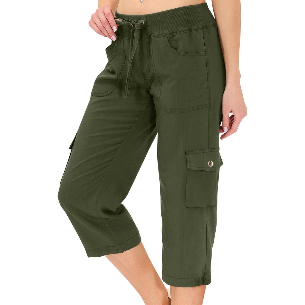 Womens Capris With Pockets Loose Fit Casual  Pants Dressy Lightweight Ladies Baggy Cargo Pants For Hiking