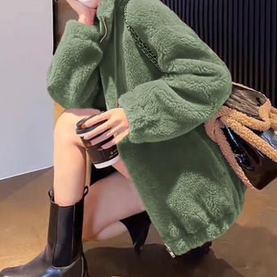 Новая осенне-зимняя двусторонняя флисовая толстовка, женская трендовая куртка с воротником-стойкой, теплая кофта на молнии из флиса