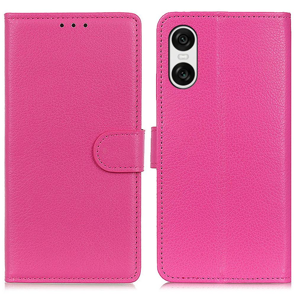 For Sony Xperia 10 VI Magnetic Case Wallet Leather Phone Cover with Litchi Texture