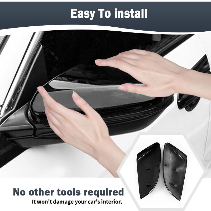 Left+Right For 2016-21 Honda Civic 10th Side View Mirror Cover Caps Gloss Black