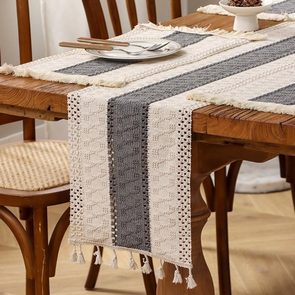 Soft Bohemian Table Flag Rustic Style Macrame Table Mat Knitted Cover Cloth Festivals Decoration