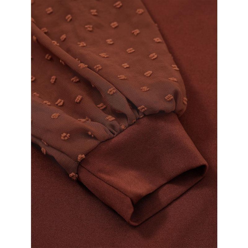 Весенне-осеннее женское платье, однотонное трендовое жаккардовое платье с длинным рукавом и v-образным вырезом