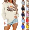 Женская мода повседневный принт повседневный длинный рукав круглый вырез толстовка топ