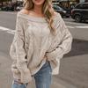 Women Strapless Large Size Loose Knitted Sweater Autumn Spring 2025 New One Line Collar Solid Color Pullover Sweater
