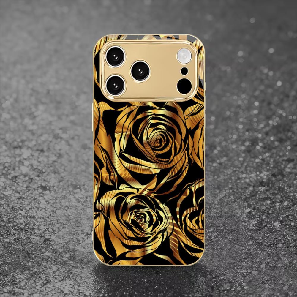 Роскошный черный и золотой чехол для телефона с изображением розы для iPhone 17 Pro Max, чехол для iPhone 17 16 15 14 13 12 11 Pro Plus