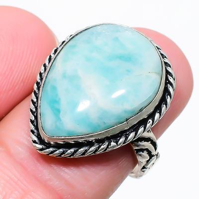 Кольцо из серебра 925 пробы с драгоценным камнем амазонит, размер 8 C3O86