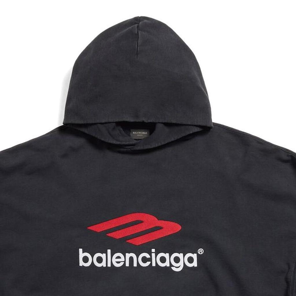 Balenciaga 3B Sports Icon Hoodie Oversized 'Black Red White' Unisex 739024TPVD81470