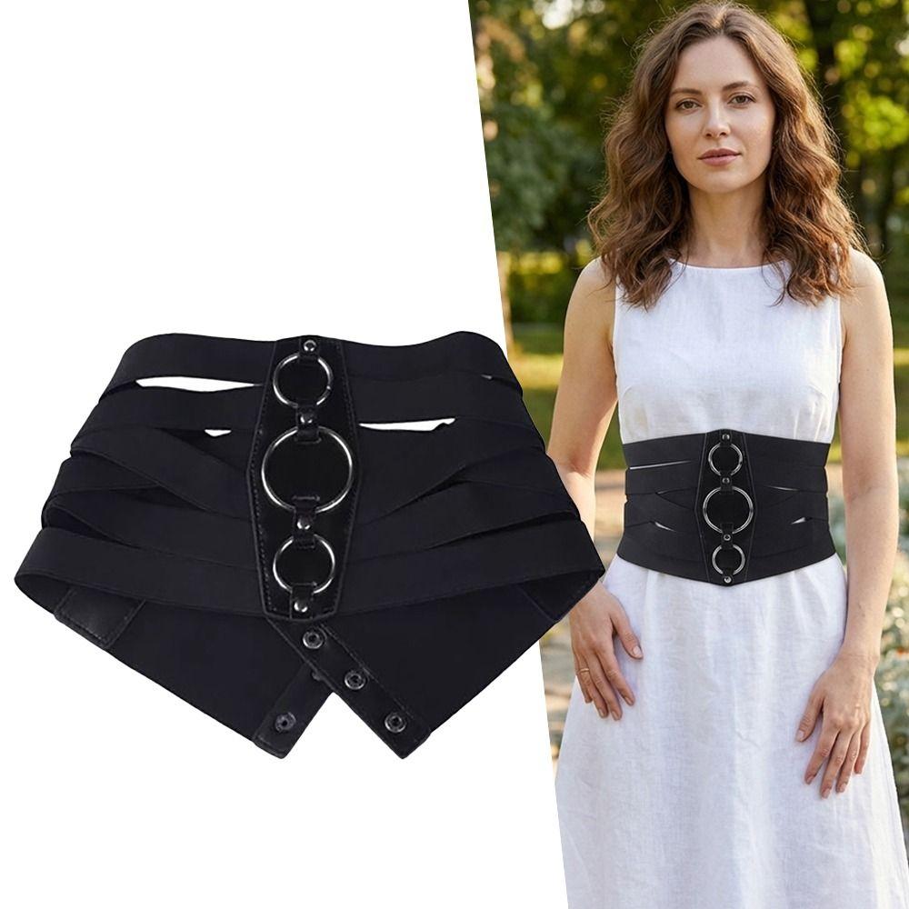 Euro-American Aesthetic Corset Belt Black Waistband Trendy Waist Stretch Cummerbunds Female