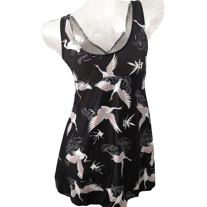 Плюс Размер Женщины Печать Цветочный Цельный Купальник Платье Пляжная Одежда Пляжный Купальный Костюм