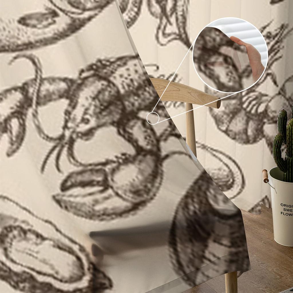 Эскиз Тюлевые шторы с морепродуктами для гостиной Прозрачная штора Спальня Вуаль Органза Декоративные оконные шторы