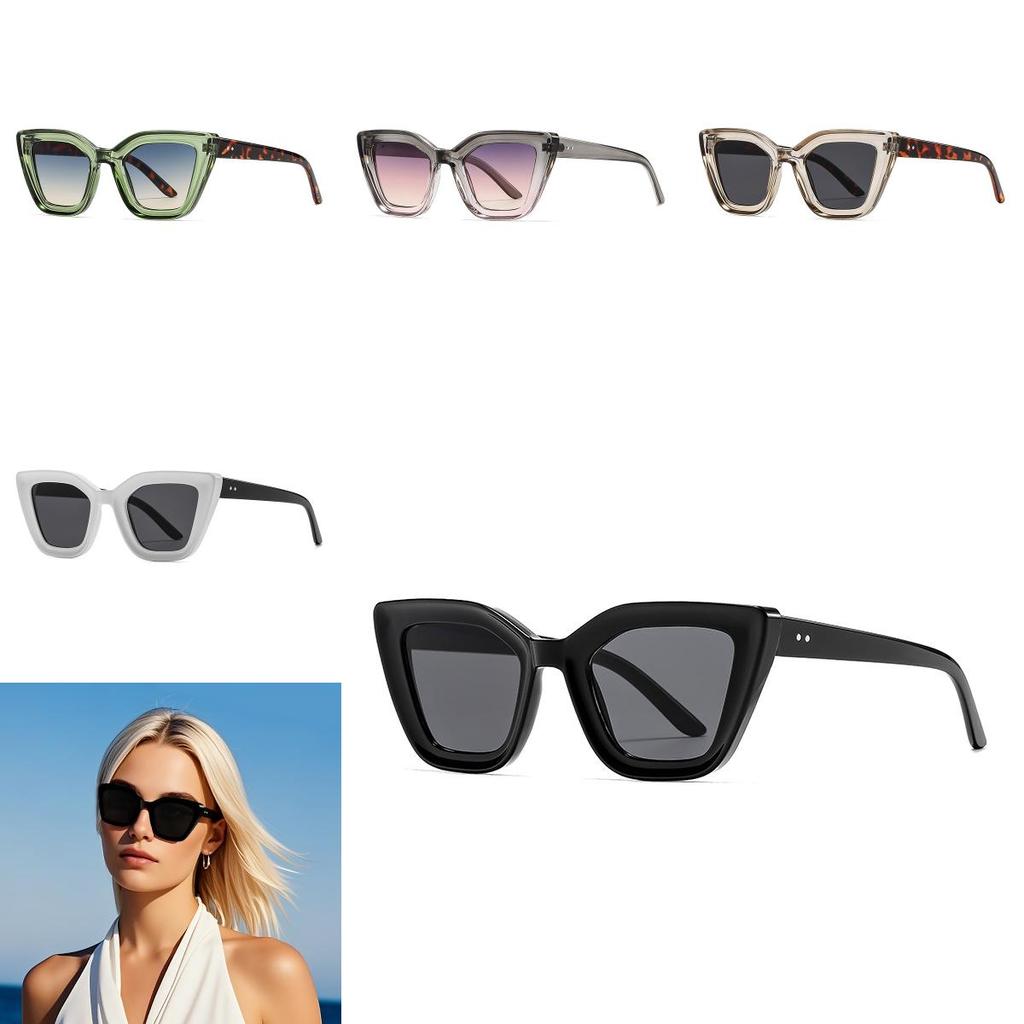 Black Frame Cat Eye Glasses For Women With Gray Lenses Uv400 Sun Protection For Travel