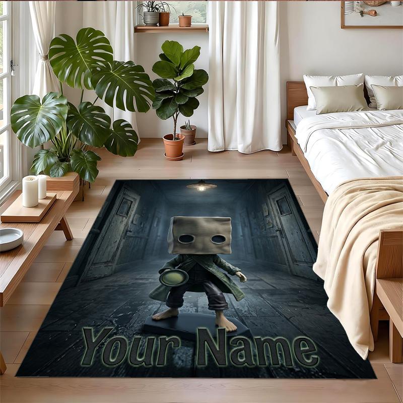 Crystal Velvet Rug Custom Name Text, Soft Non Slip Floor Mat Home DecorLittle Nightmares Six Mono