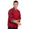 Unisex Double Breasted Chef Coat Long Sleeve Stand Collar Contrast Trim Cook Jacket for Restaurant Hotel Kitchen Staff