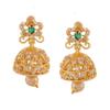 Beautiful Gold Plated Jhumki Estele Zircon Earrings For Women With Pearl And Green Crystals