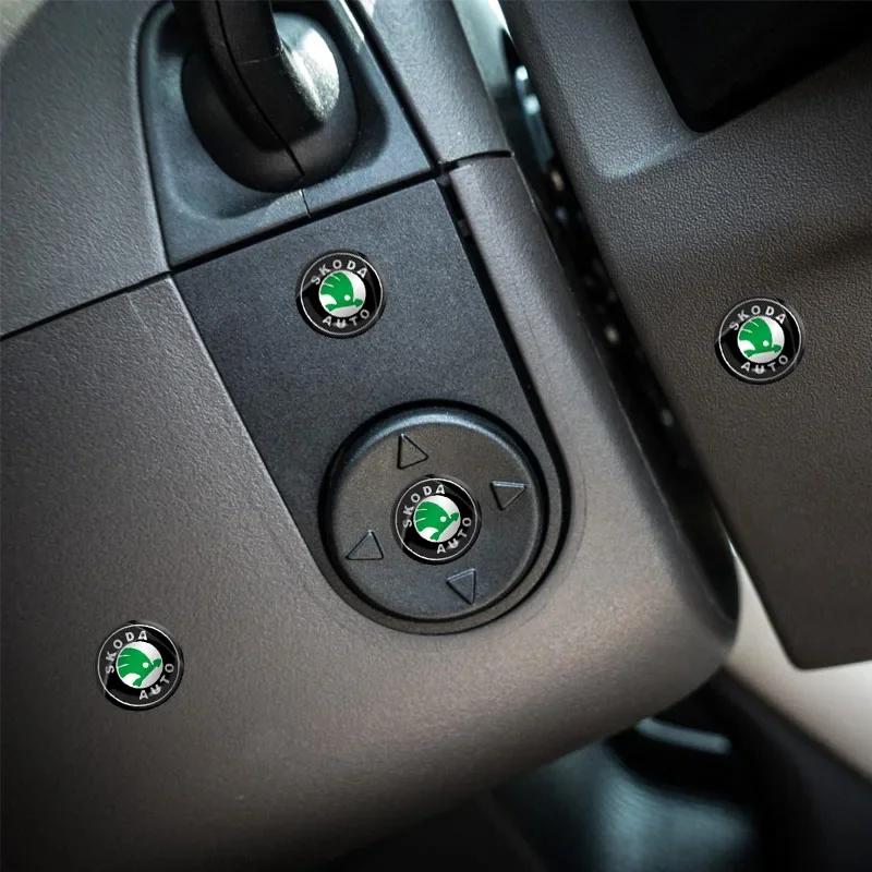 Car Sticker 2026 Hot 10Pcs Car Logo Car Center ConsoleTrumpet Decoration Sticker For Skoda Octavia Fabia Superb Roomster Kodiaq
