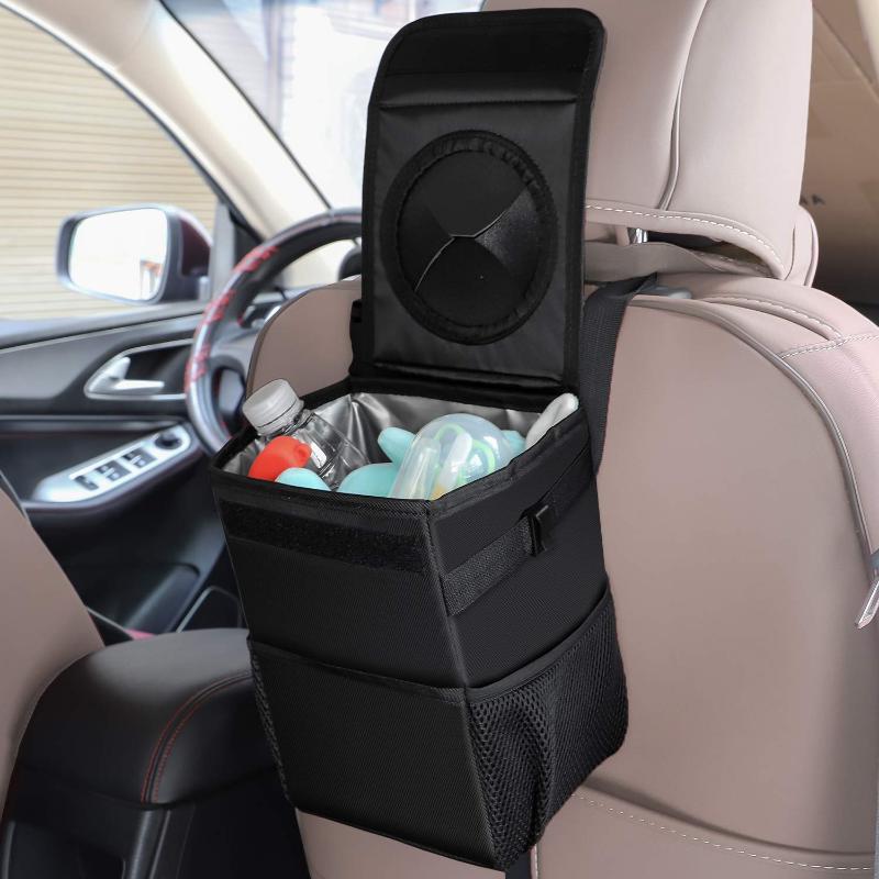 Portable Car Waterproof Trash Bin Center Console Seat Back Installation Garbage Bin Organizer Storage Auto Interior Accessories