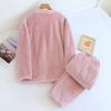 Ladies' Casual And Comfortable V-neck Warm And Plush Home Clothes Cardigan Sleepwear And Pants Set