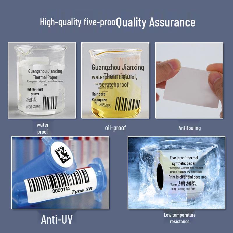 Color Five-Proof 70x50 Thermal Paper & Low-Temp Resistant 60x40 Barcode Label