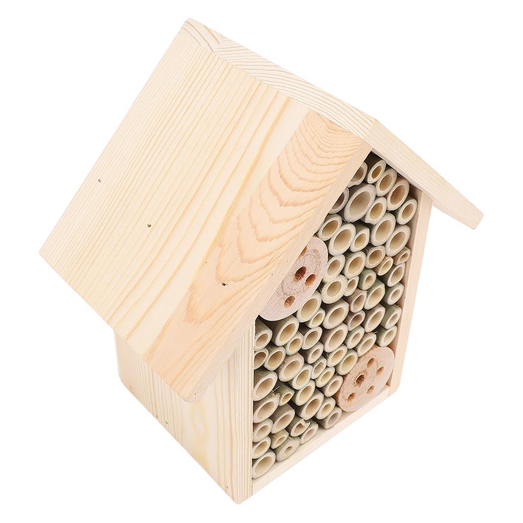 Bee House Hanging Harmless Eco Friendly Wooden Bee Box Habitat for Outdoor Garden Yard