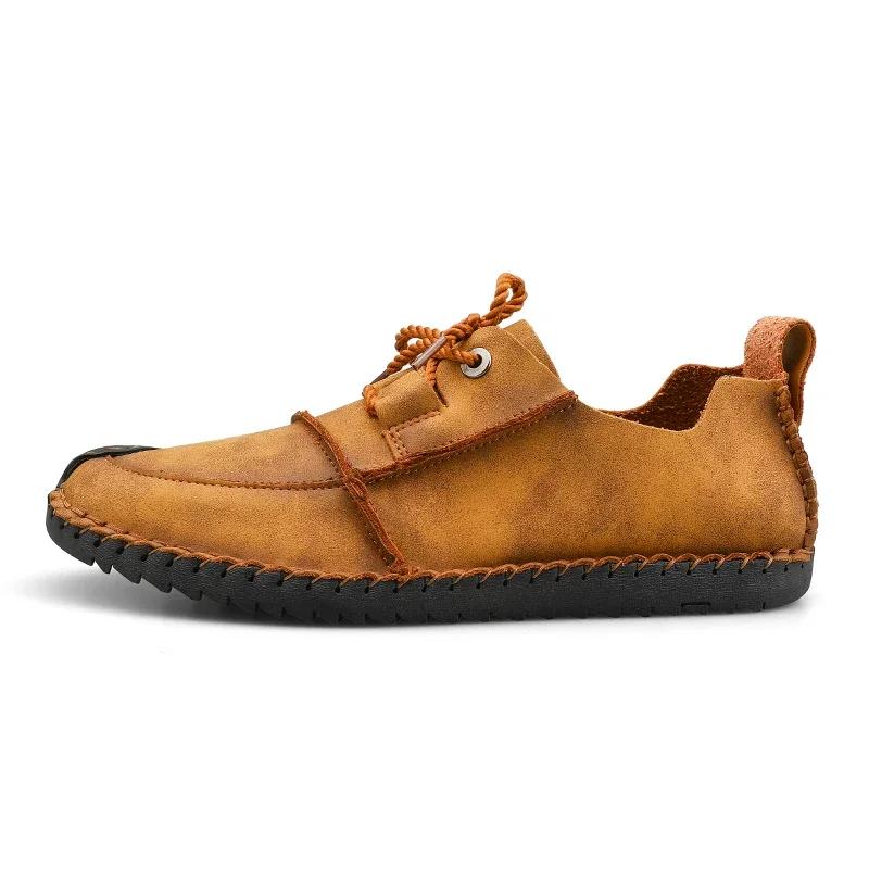 Comfortable Casual Leather Shoes Men Breathable Leather Moccasins Handmade Men Fashion Style Loafers Leather Casual Shoes
