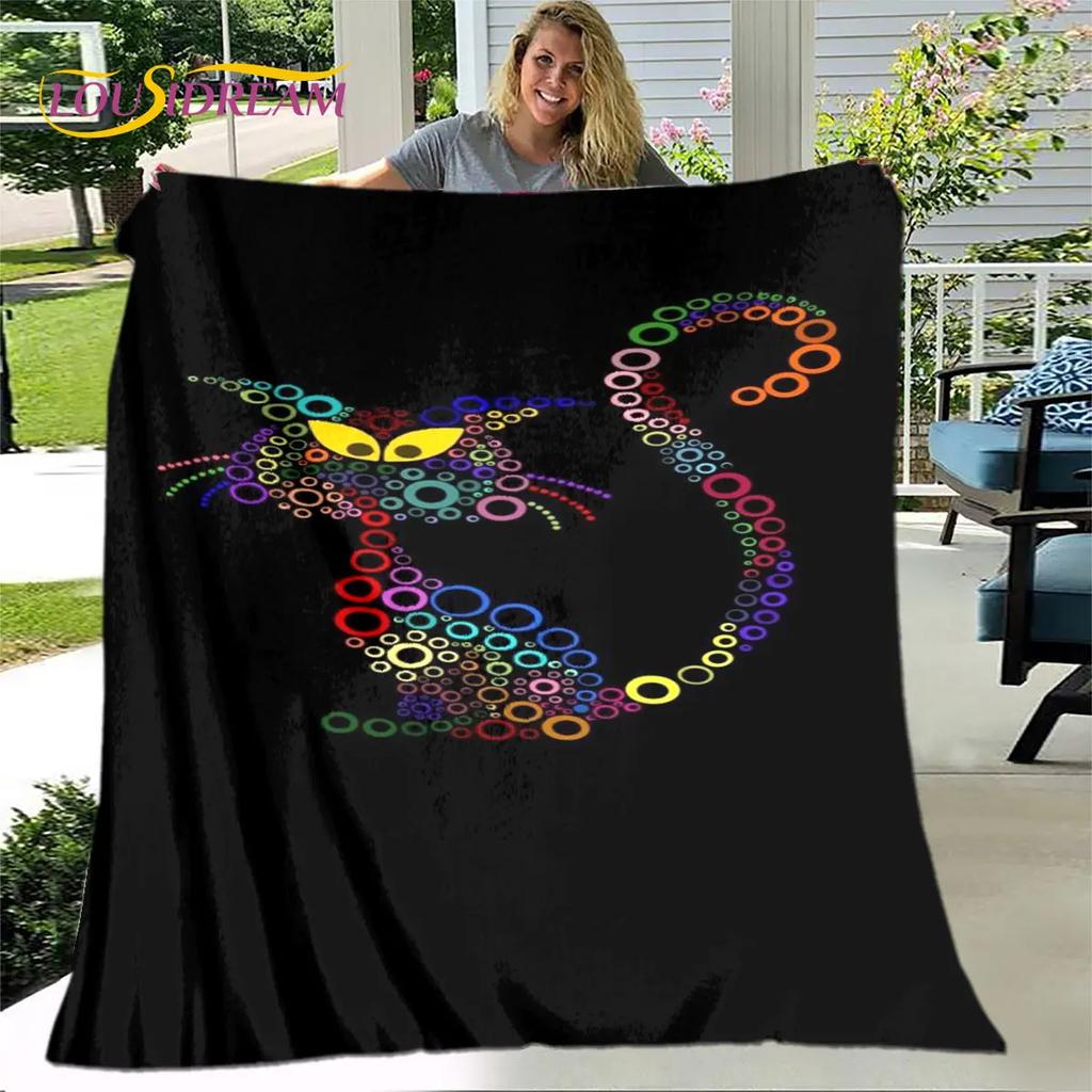 Одеяло с милым готическим котом из мультфильма 3D, фланелевое одеяло, теплое детское одеяло для дома, гостиной, спальни, кровати, дивана