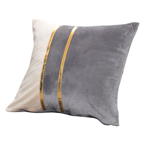 Pillow Case Plush Two-color Splicing Throw Pillow Cover Soft Stylish Decorative Cover with Hidden Zipper for Home