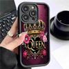 Черный защитный чехол для телефона с короной королевы для iPhone 15/16/17 Pro Max