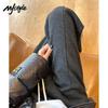 MJ STYLE Women's 2025 A/W Herringbone Fleece-Lined Wide-Leg Trousers