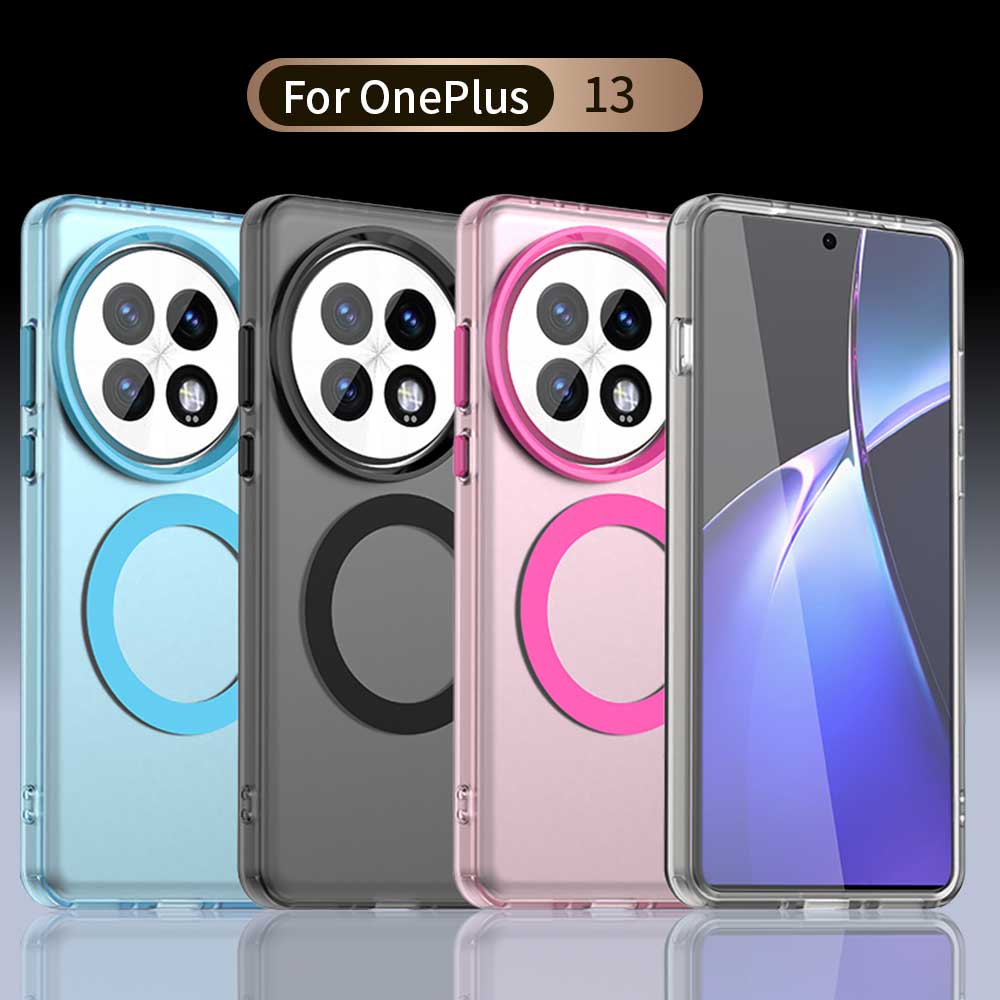 Slim Matte Clear Magnetic Wireless Charging Armor For Magsafe Case For Oneplus 13 Military Shockproof Candy Color Frosted Cover