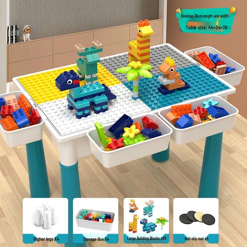 Large Particle Multifunctional Building Blocks Table for Early Education Games