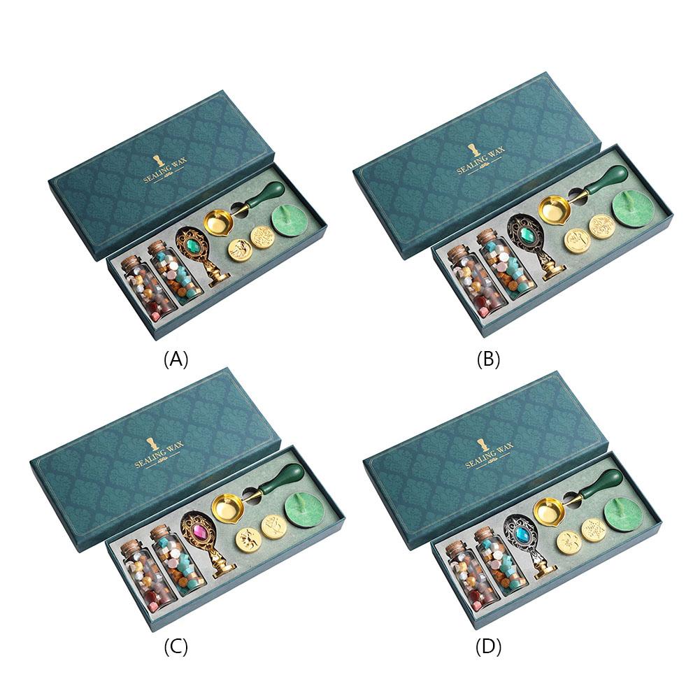 Набор печатей из сургуча Печать/Головки для печати/Восковые бусины Набор для сургучной печати Съемная ручка/Ложка/Круглый воск для подарочной упаковки