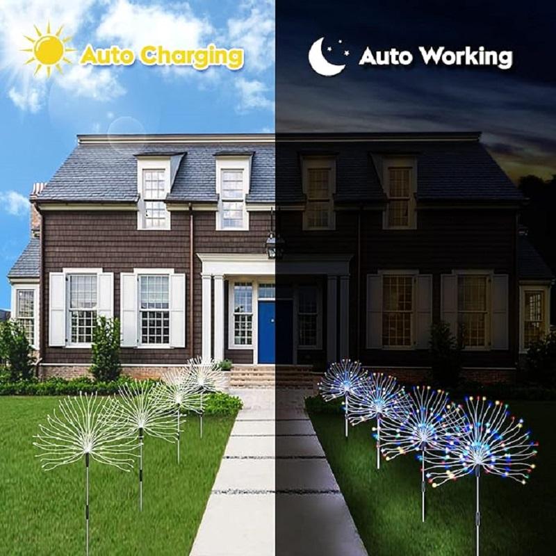 4 шт. солнечных фейерверков светодиодные медные провода уличные водонепроницаемые садовые фейерверки с дистанционным управлением для украшения газона и дорожек