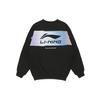 Li Ning Sports Fashion Series Letter Logo Printed Loose Fit Pullover Long Sleeve Hoody Men sweatshirt Black AWDR207-1