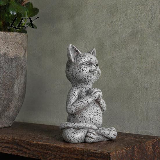 Cute Garden Sculpture for Landscaping Meditation Animal Figurine Ornament, Resin Zen Statue, Stress Relief Sitting Unique Pet Gift Lovers Cat/Dog/Frog