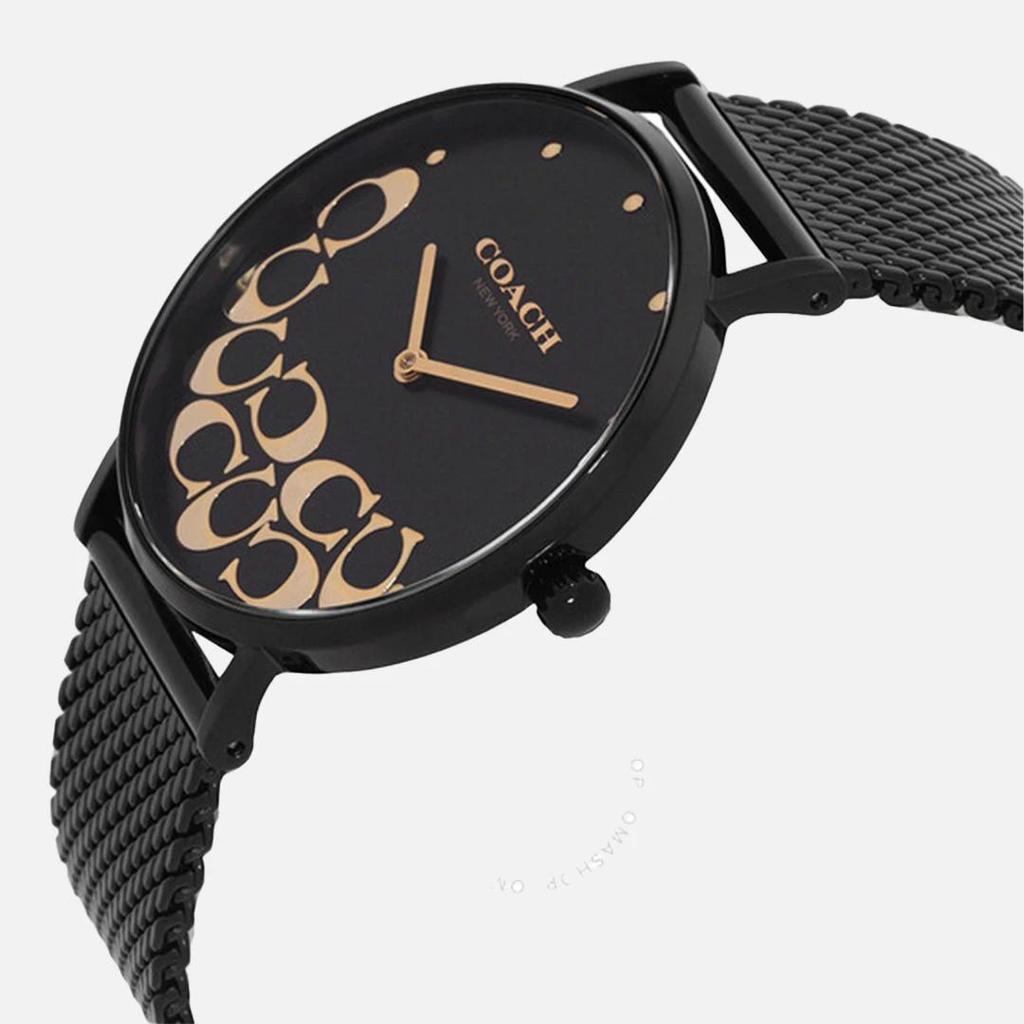 Coach Женские часы Perry на сетчатом браслете из черной нержавеющей стали, 36 мм 14503826