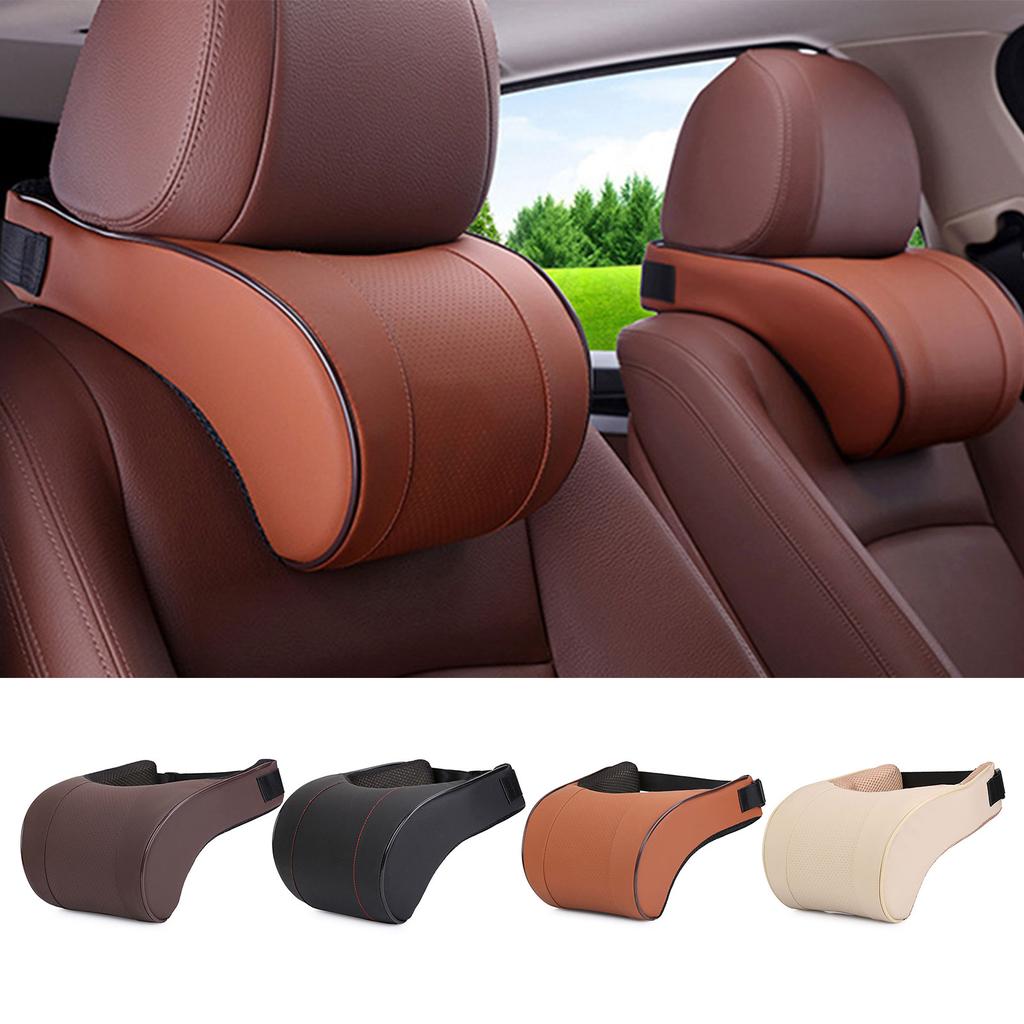 PU Leather Auto Car Neck Pillow Memory Foam Filling Neck Rest Seat Headrest Pillow Support Solution For Kids And Adults